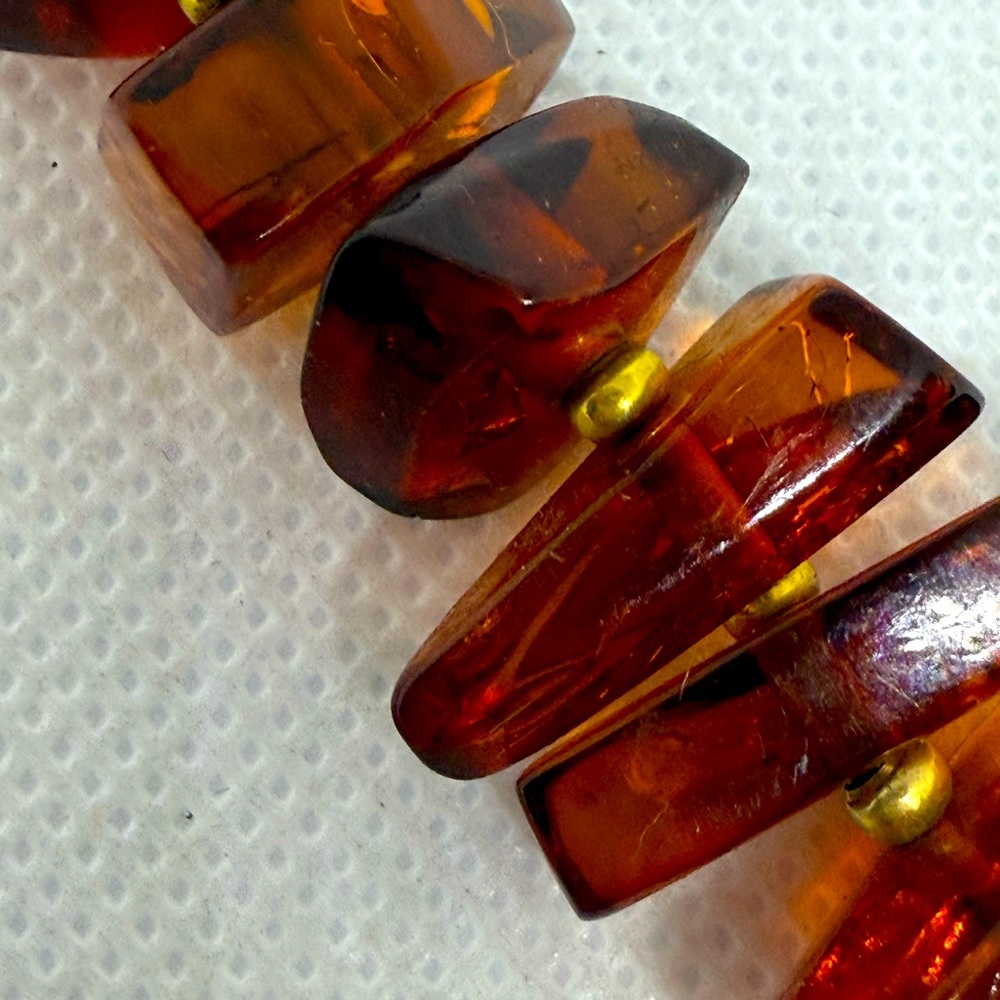 Genuine Baltic Polished Chunky Amber Beaded Chip Bracelet 8” - Picture 5 of 5